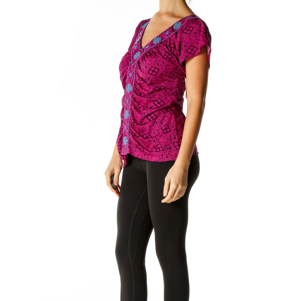 INC Purple Printed All Day Wear Blouse - Picture 2 of 3